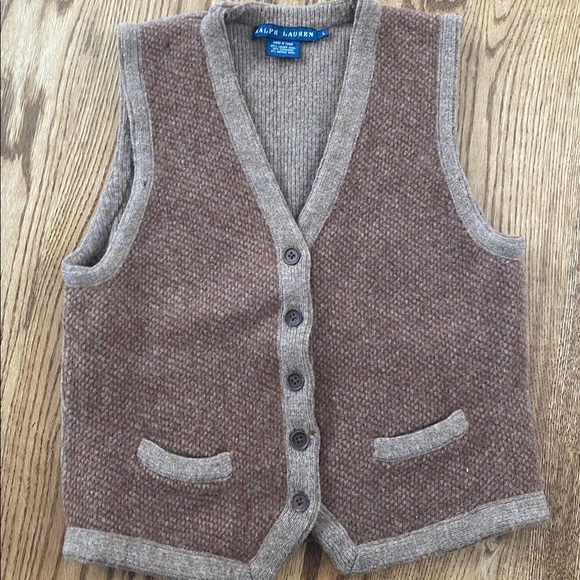 Ralph Lauren wool cashmere sweater vest size large preppy quiet luxury brown - Picture 2 of 13